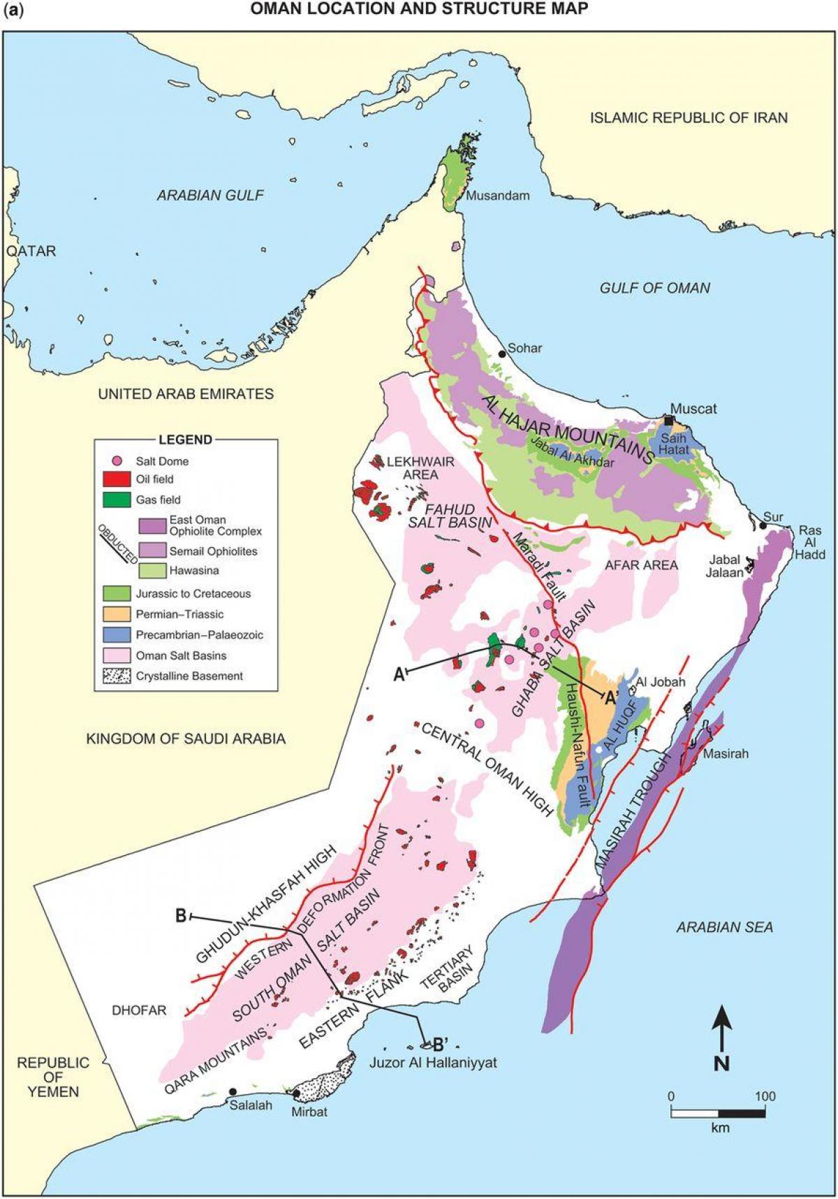 žemėlapis Omanas geologija