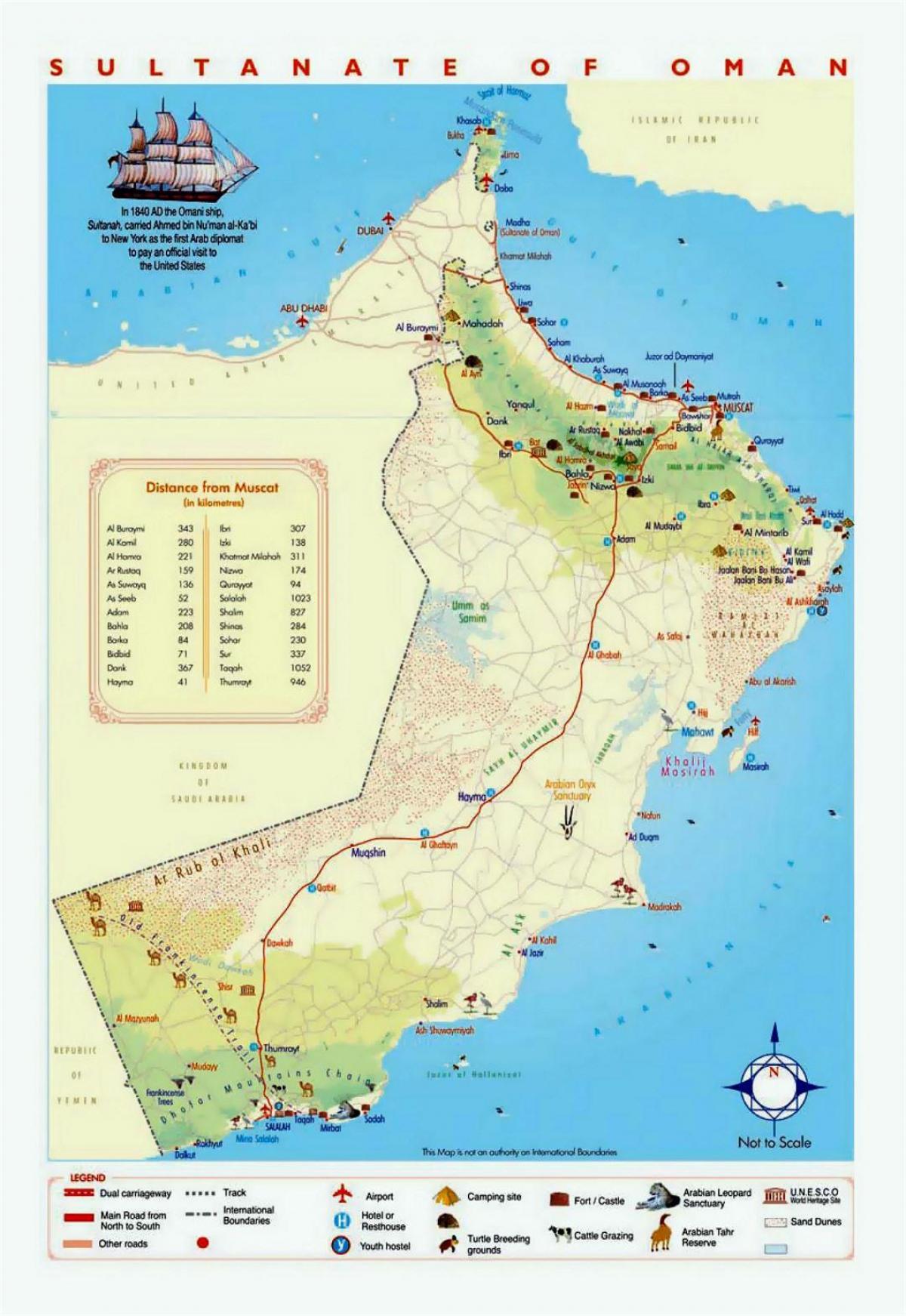 Omanas lankytinų vietų žemėlapis